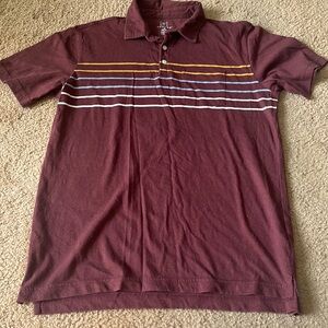 Mens George Maroon yellow blue striped polo shirt